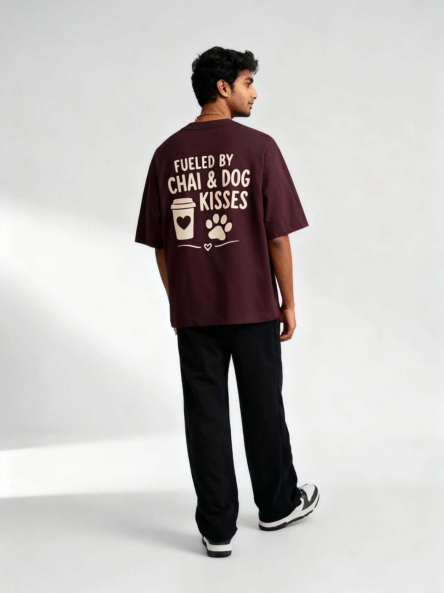 Fueled By Chai & Dog Kisses Unisex Oversized Classic T-Shirt Vykra
