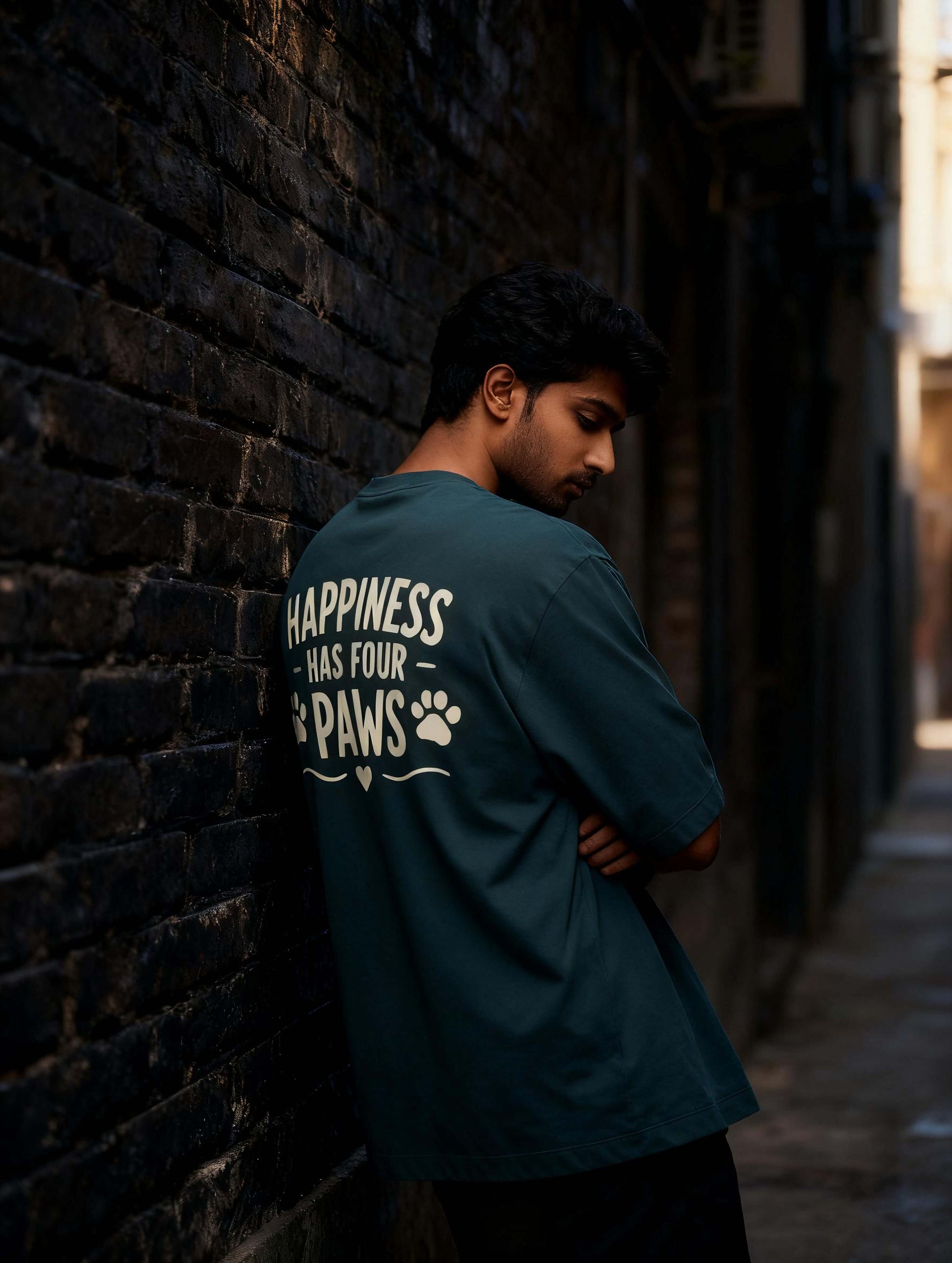 Happiness Has Four Paws Unisex Oversized Classic T-Shirt Vykra