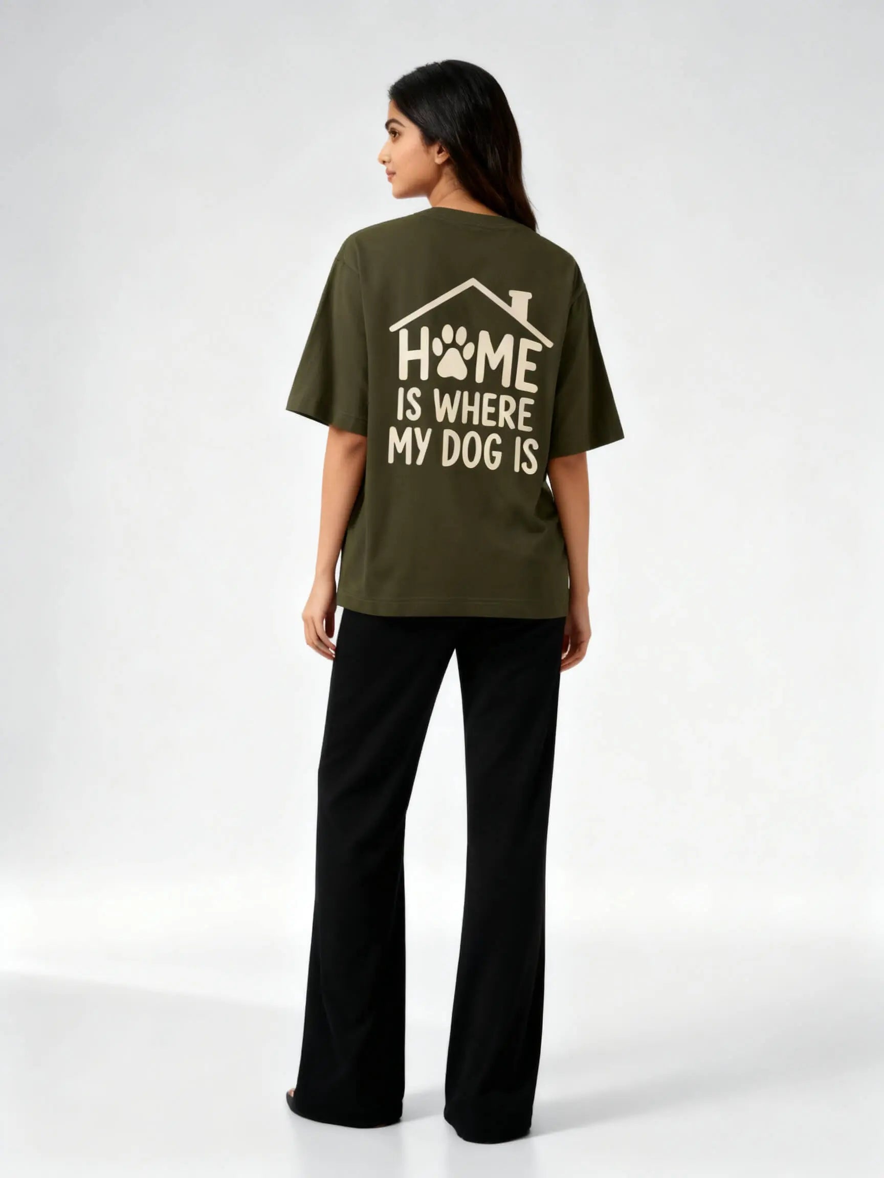 Home Is Where My Dog Is (Dog Face)Unisex Oversized Classic T-Shirt Vykra