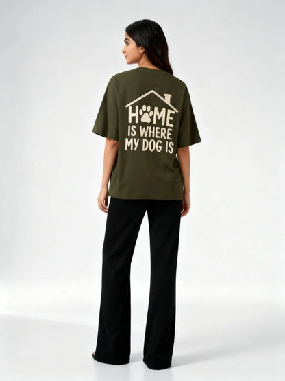 Home Is Where My Dog Is (Dog Face)Unisex Oversized Classic T-Shirt Vykra