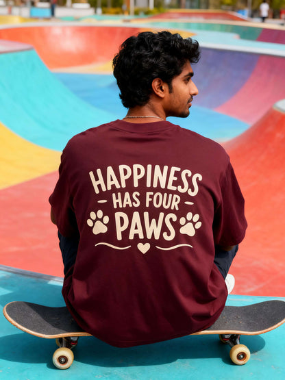 Happiness Has Four Paws Unisex Oversized Classic T-Shirt Vykra