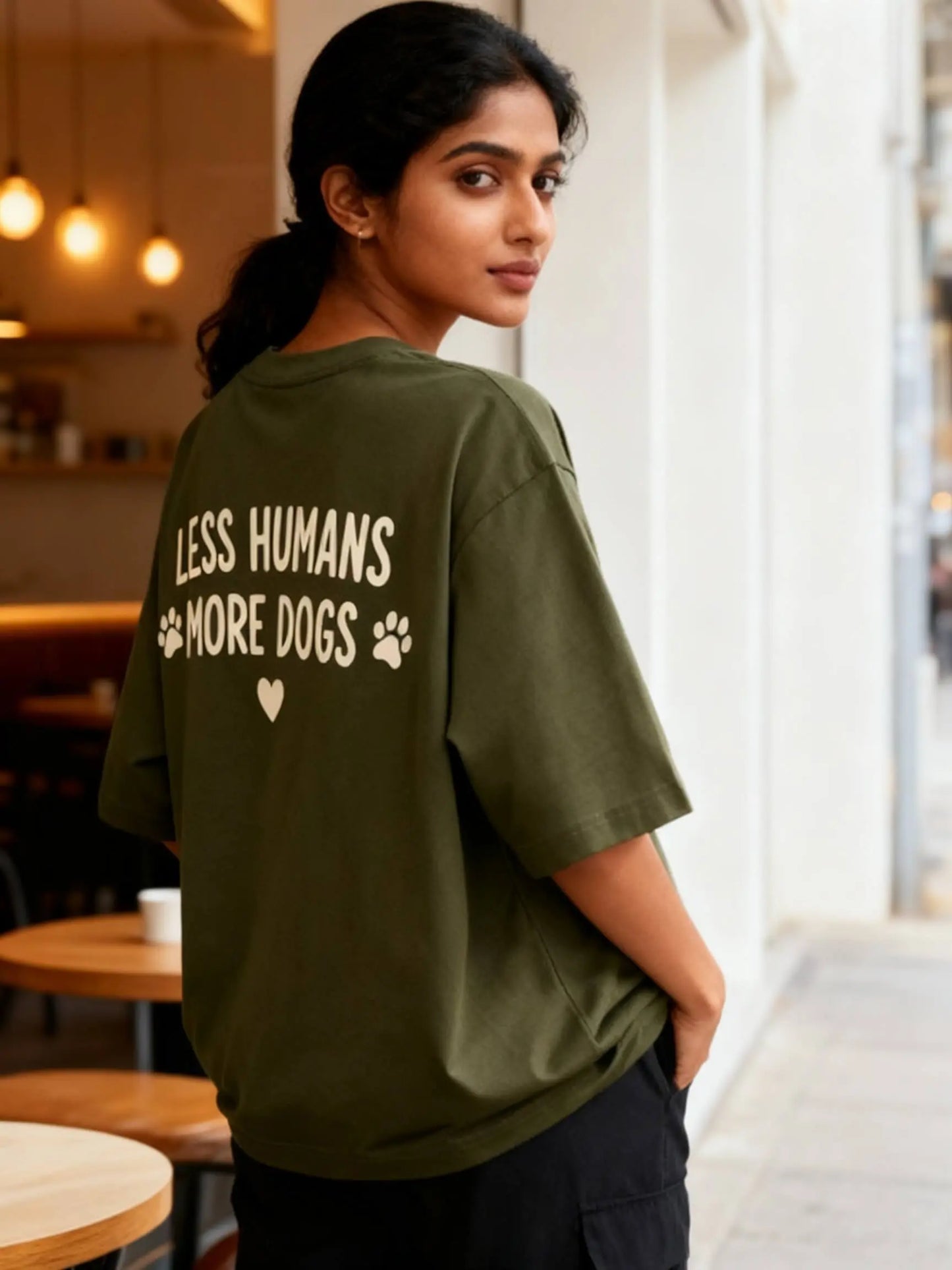 Less Humans More Dogs Unisex Oversized Classic T-Shirt Vykra