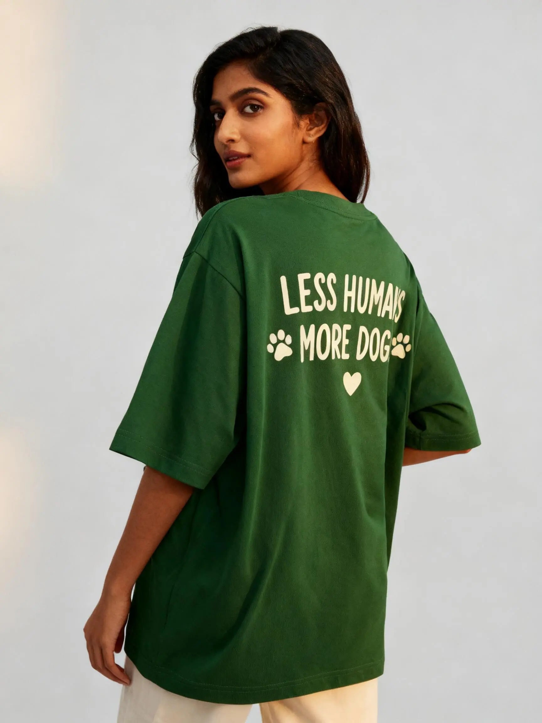 Less Humans More Dogs Unisex Oversized Classic T-Shirt Vykra