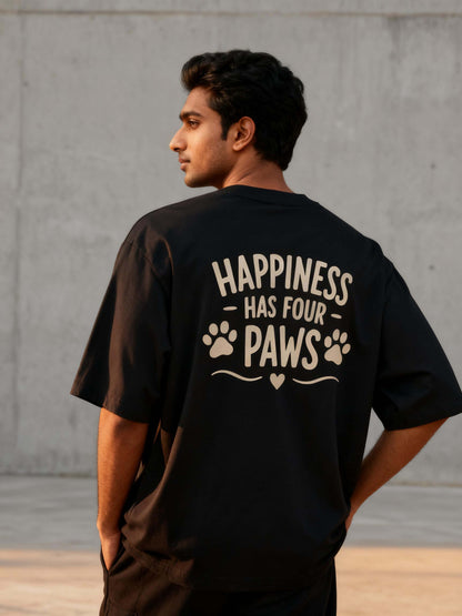 Happiness Has Four Paws Unisex Oversized Classic T-Shirt Vykra