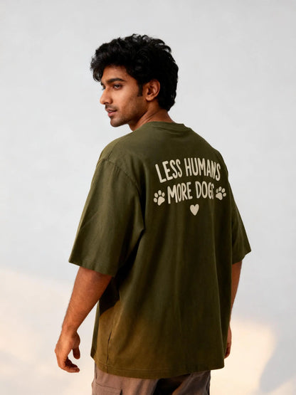 Less Humans More Dogs Unisex Oversized Classic T-Shirt Vykra