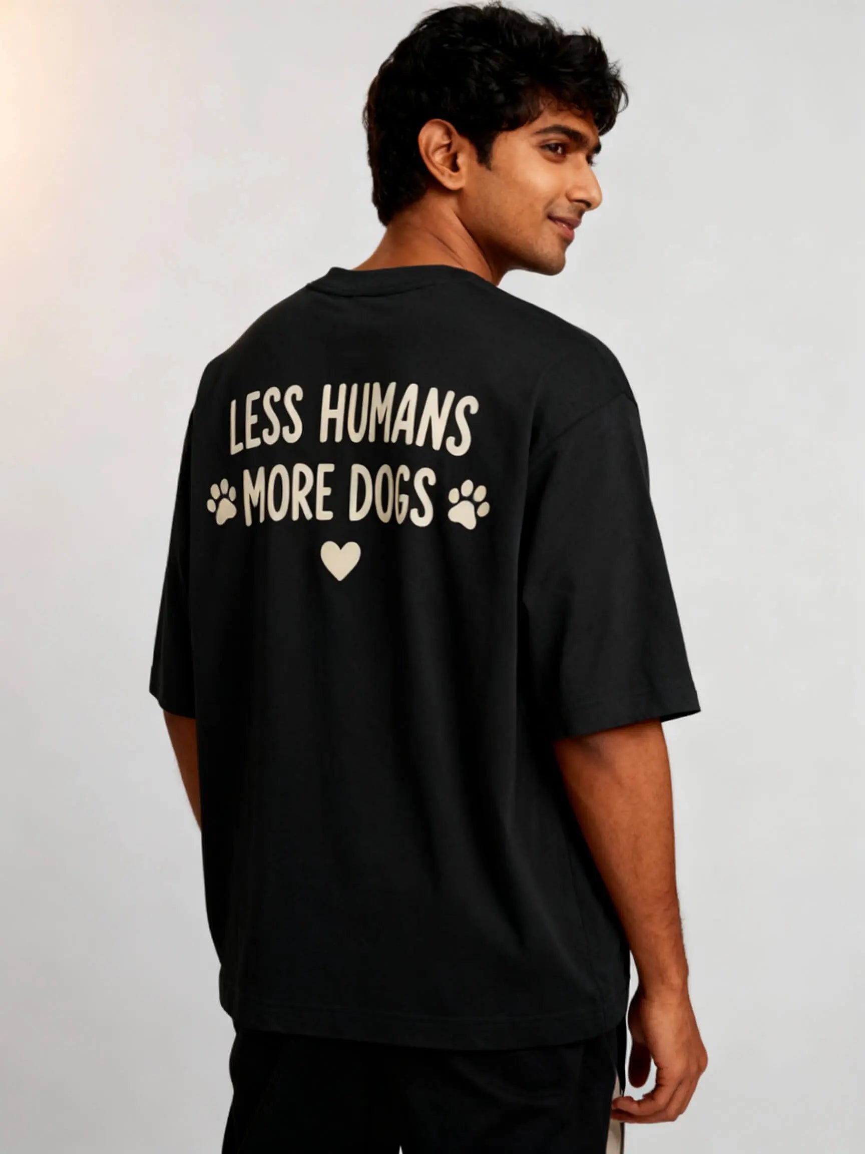 Less Humans More Dogs Unisex Oversized Classic T-Shirt Vykra