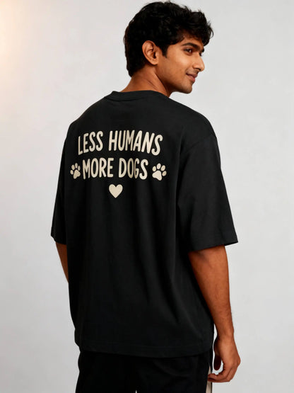 Less Humans More Dogs Unisex Oversized Classic T-Shirt Vykra