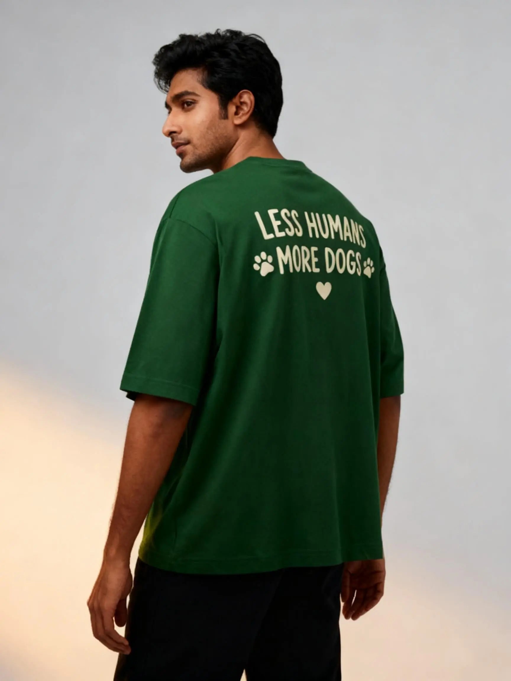 Less Humans More Dogs Unisex Oversized Classic T-Shirt Vykra