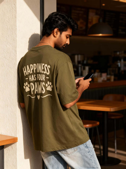 Happiness Has Four Paws Unisex Oversized Classic T-Shirt Vykra