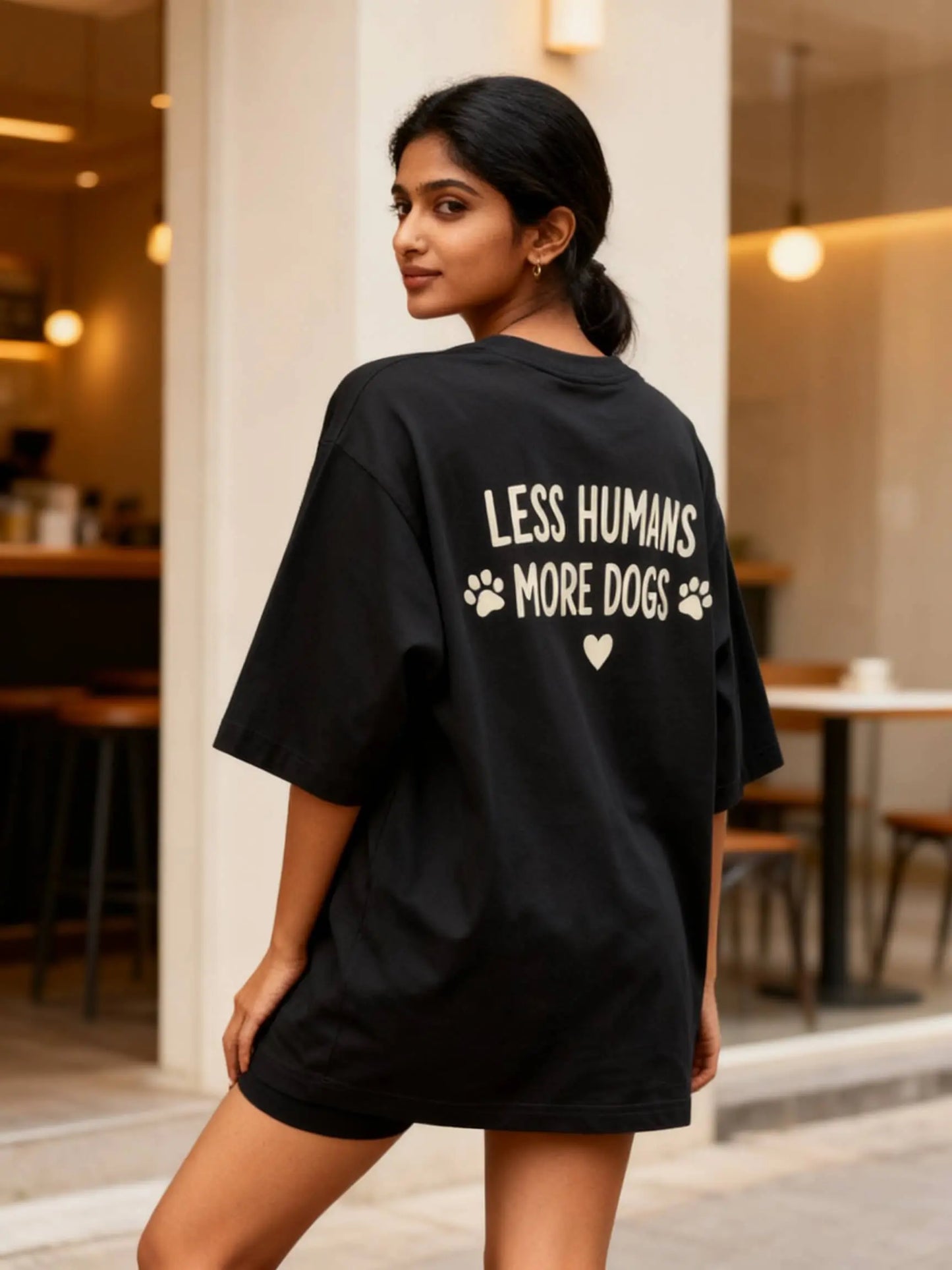 Less Humans More Dogs Unisex Oversized Classic T-Shirt Vykra